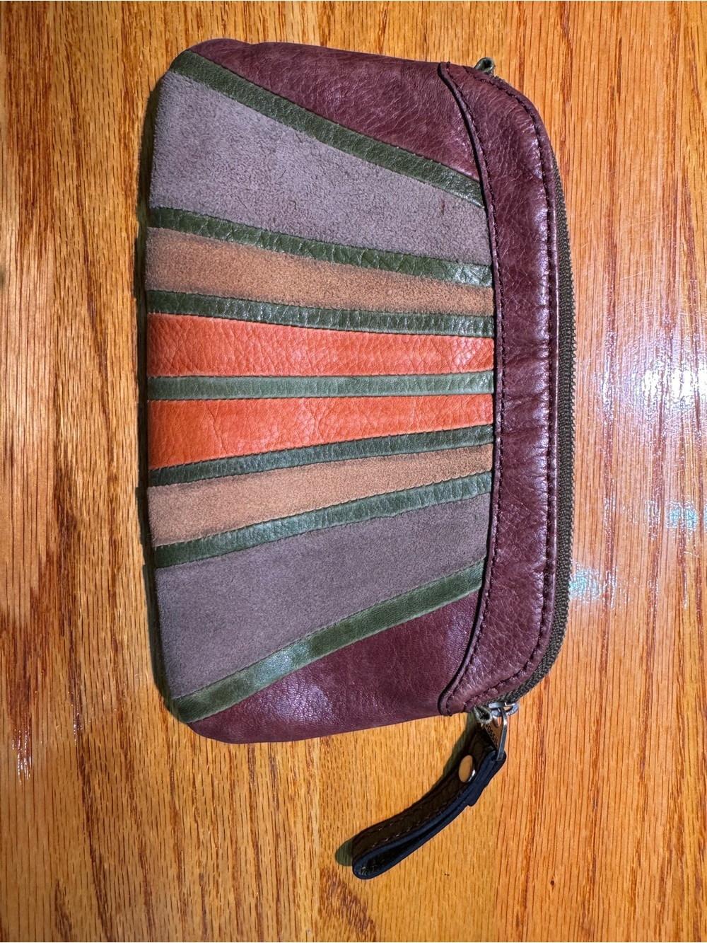 Fossil Multi-Color Leather Pouch/Clutch - Brown, Orange, Green